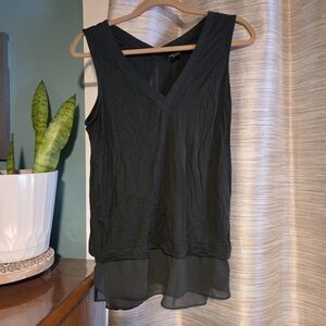 Trouve Dark Green Layered Tank Top